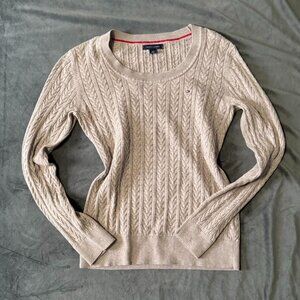 Tommy Hilfiger Women's Tan and Cream Jumper